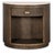 One soft-close drawer above open storage with aged bronze hardware pull<br>Lay on Travertine top