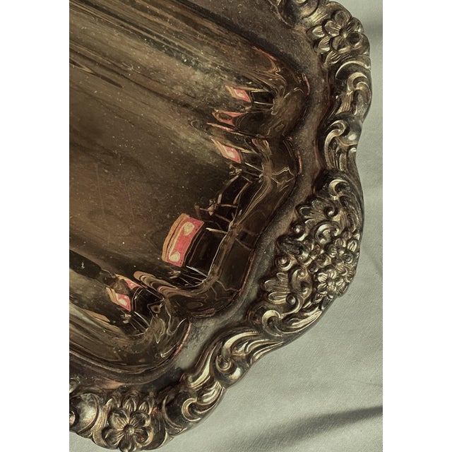 Mid 20th Century Mid 20th Century Lancaster Rose Epca Silverplate by Poole Celery/Bread Serving Dish/Bowl #440 For Sale - Image 5 of 9