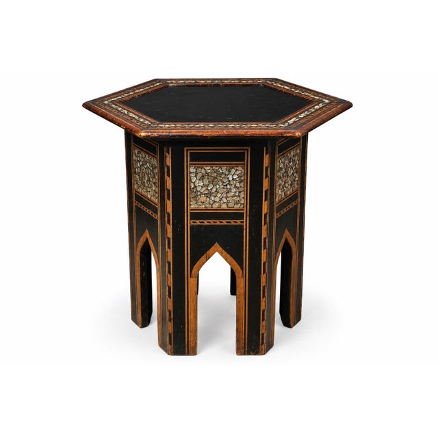 19th Century Moroccan Hexagonal Pedestal Table, 1890s For Sale - Image 3 of 9