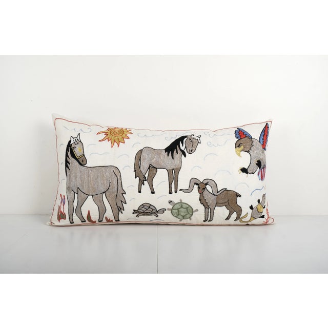 2020s Suzani Horse Pictorial Bedding Cushion For Sale - Image 5 of 5