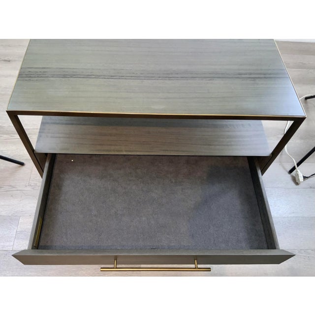 Modern Global View Gray and Antique Brass Mack Side Table For Sale - Image 3 of 7