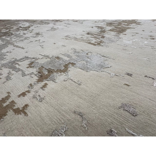 Restoration Hardware Rh Restoration Hardware Riva Hand-Knotted Rug — 9' × 12' Dove/Wheat | Wool & Viscose Blend For Sale - Image 4 of 18