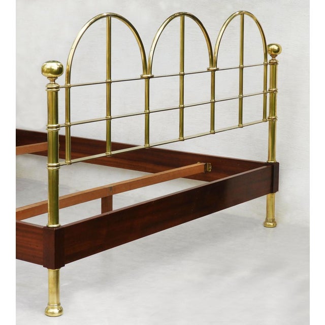 Wood Vintage Italian Brass and Wood Bed, 1980 For Sale - Image 7 of 8