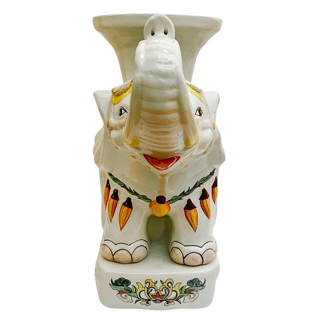 Mid 20th Century Hollywood Regency Style Chinoiserie Elephant Garden Stools - A Pair For Sale - Image 9 of 15