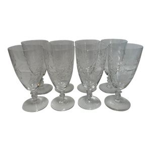 Vintage Etched Crystal Water Goblets- Set of 8