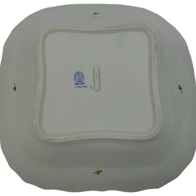 Ceramic Vintage Herend Blue Garland PBG Large Square Fruit Serving Bowl Model 1181 Hungary C. 1980s For Sale - Image 7 of 10