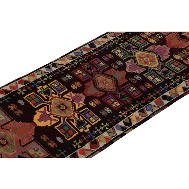 Rug & Kilim Vintage Turkish Tribal Runner in Black & Red With Multicolor Geometric Patterns For Sale - Image 4 of 7