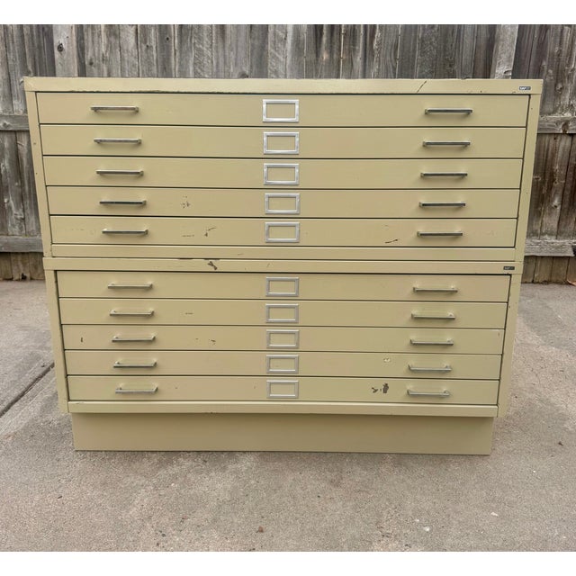 Safco Model 4996 steel flat file cabinets in Tropic Sand with six-inch closed base. Designed for documents up to 42 inches...