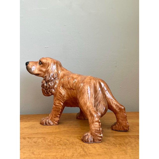 Chocolate Vintage Italian Glazed Ceramic Spaniel For Sale - Image 8 of 12
