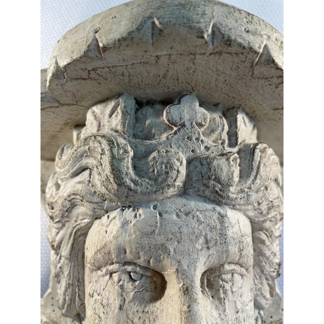 Cream Vintage Late 20th Century Outdoor Garden Ornament Shelf Bracket Bust For Sale - Image 8 of 12