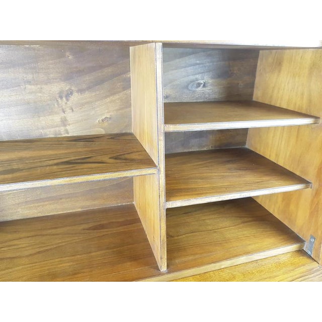 Tan Mid-Century Modern Wooden Drop Off Wall Secretary attributed to Marcel Gascoin, 1950s For Sale - Image 8 of 18