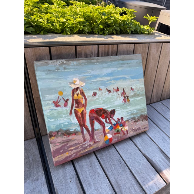 Contemporary Footnotes of a Holiday Ii, Unique Impasto Painting by Godfrey Afebuame (2026) Oil on Canvas, the Impasto Beach Series For Sale - Image 3 of 5