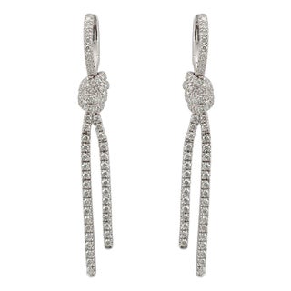 Kwiat Entwine Collection Platinum 2.05ctw Pave Diamond Knotted Drop Earrings, Pair For Sale