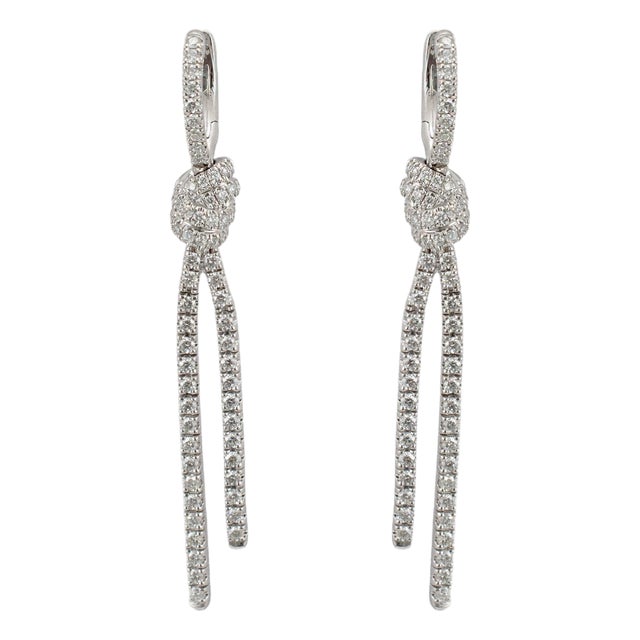 Kwiat Entwine Collection Platinum 2.05ctw Pave Diamond Knotted Drop Earrings, Pair For Sale