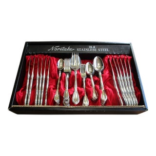 1971 Vintage Noritake Flatware Table Service New in Box Serenade With Hostess Set 12 Place Settings - 76pcs For Sale