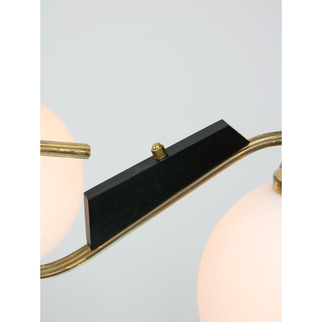 Mid-Century Modern Italian Brass and Opaline Chandelier, 1960 For Sale - Image 5 of 18