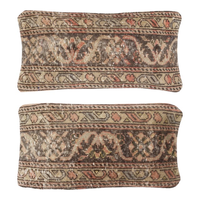 12"x24" SET OF 2 - Vintage Handmade Rug Cushion Covers. Lumbar Pillow Covers For Sale