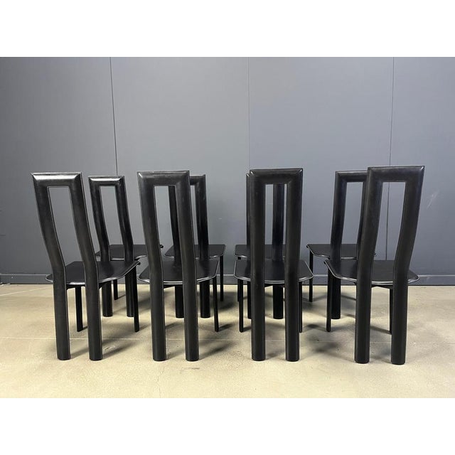 Italian Model Regia Dining Chairs by Antonello Mosca for Ycami, 1980s, Set of 8 For Sale - Image 4 of 14