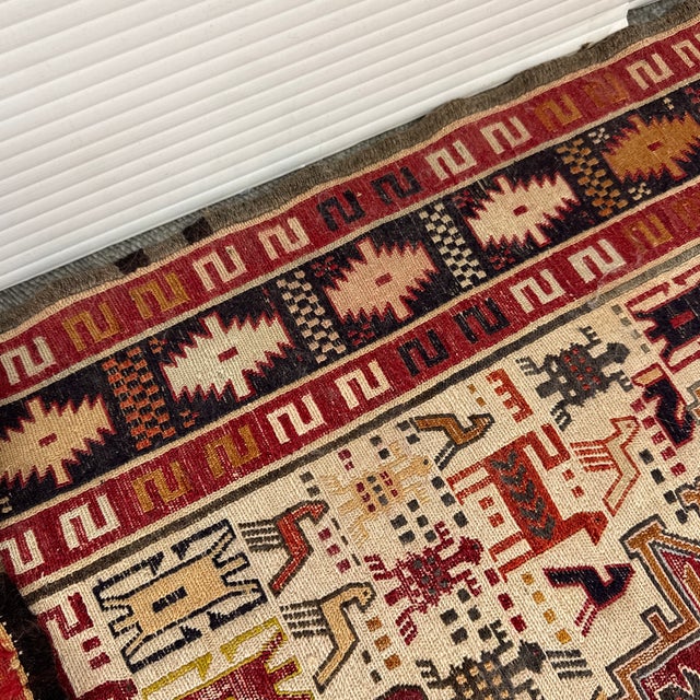 6ft 9in × 9ft 9in Flat Woven Afghan Area Rug For Sale - Image 12 of 12