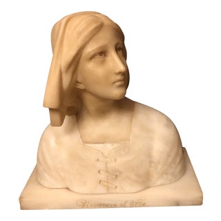 Italian Alabaster Bust Joan of Arc For Sale