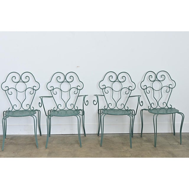 French Vintage Garden Table Set of Four Chairs and Table For Sale - Image 9 of 12