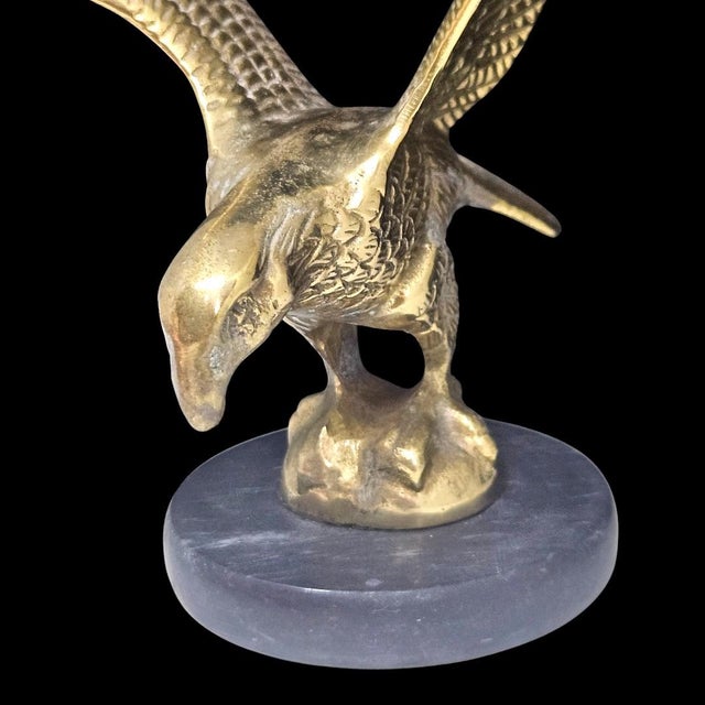 Vintage Brass Eagle on Marble Base 9.5" Patriotic Desk Sculpture For Sale - Image 10 of 10