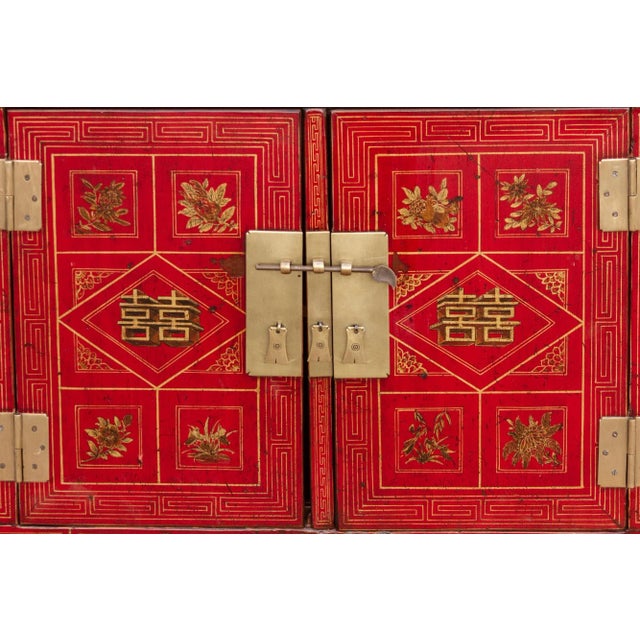 Mid-Century Bridal Red Painted Credenza For Sale In Los Angeles - Image 6 of 10