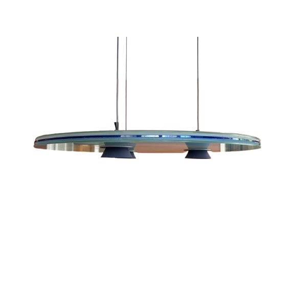 Mid-Century Modern 1993 Aurora Blue Pendant Lights by Perry King & Santiago Miranda for Arteluce - a Pair For Sale - Image 3 of 6