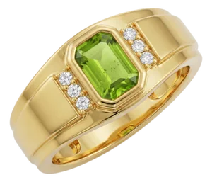 Peridot & Cz Engagement Ring • Dainty Signet Unisex Ring • August Birthstone Ring Us 7