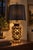 Chinoiserie Mid 20th Century Chinoiserie Lighted Ceramic Table Lamp With Black Shantung Shade For Sale - Image 3 of 11
