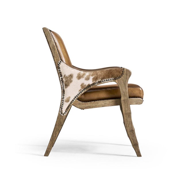 Rustic Western Leather & Hide Armchair For Sale - Image 4 of 8