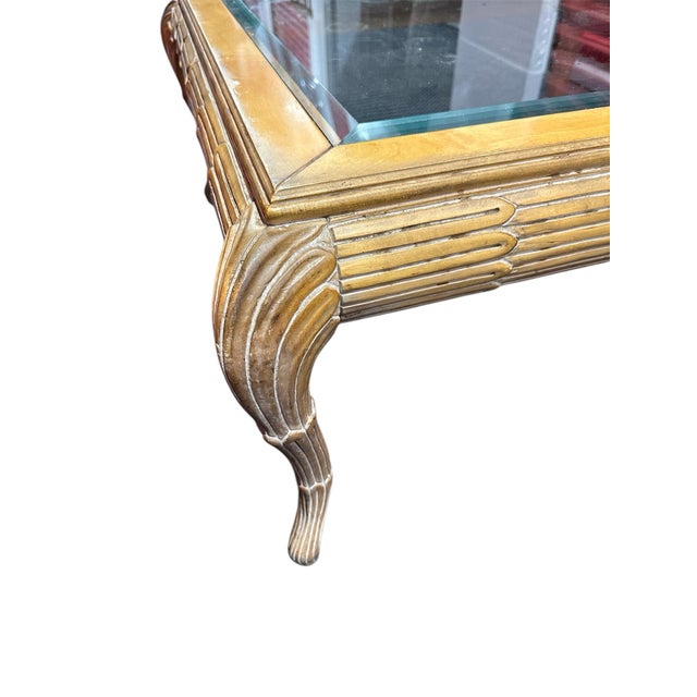 1970s 1970s Vintage Hollywood Regency Carved Palm Maple Side Table For Sale - Image 5 of 7