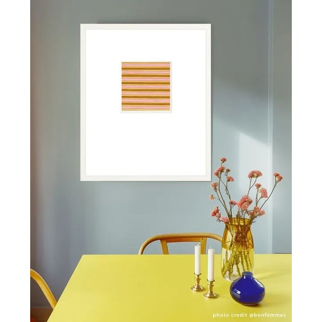 Abstract Little Bit of Neon - Fiber Art Fine Art Print _ Matted & Framed For Sale - Image 3 of 4