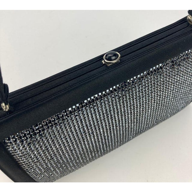 Late 20th Century Judith Leiber Black Silk Black Rhinestone Evening Bag For Sale In Philadelphia - Image 6 of 9