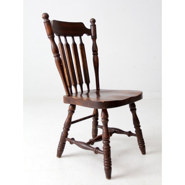 Wood Vintage Old Tavern Style Dining Chair For Sale - Image 7 of 10