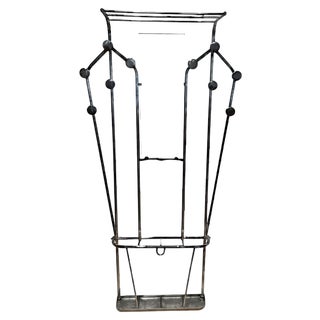 Art Deco Coat Rack & Mirror in Tubular Aluminum, France, 1930 For Sale