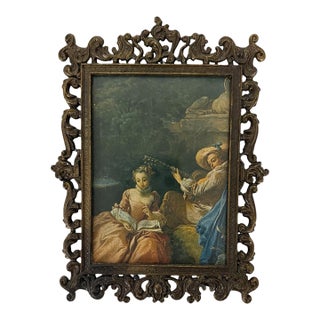 Vintage Framed Romantic Print Made in Italy For Sale