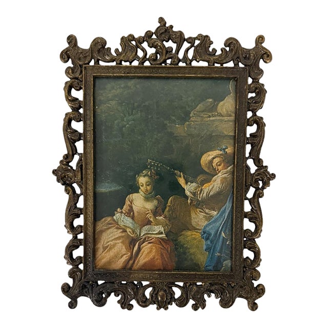 Vintage Framed Romantic Print Made in Italy For Sale
