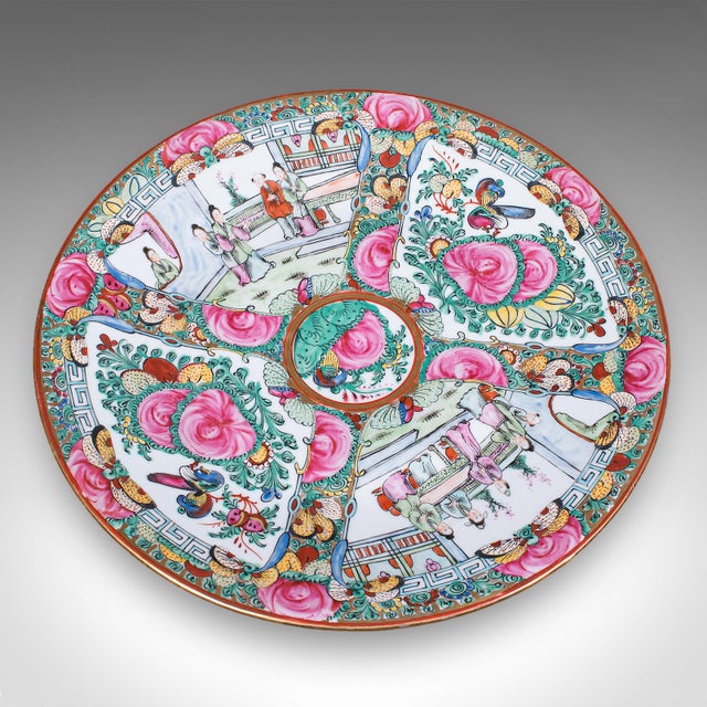 1910s Antique Famille Rose Display Plate, Oriental, Rose Medallion, Charger, Edwardian For Sale - Image 5 of 8