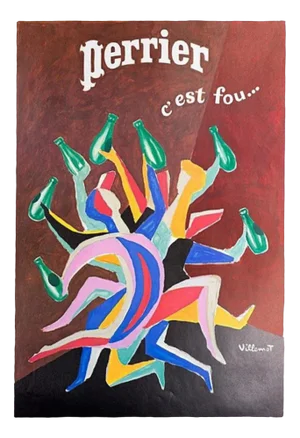 Bernard Villemot, Perrier C’est Fou, Original Poster, 1980