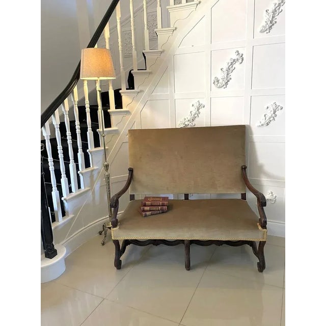 Antique Victorian French Carved Walnut Settee For Sale - Image 3 of 12