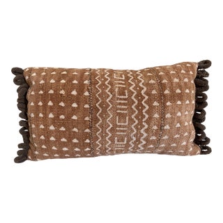 African Custom Made Bogolan Lumbar Mud Cloth Pillow 16" For Sale