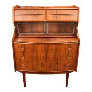 Vintage Danish Mid Century Modern Rosewood Secretary Desk by Falsig Mobler