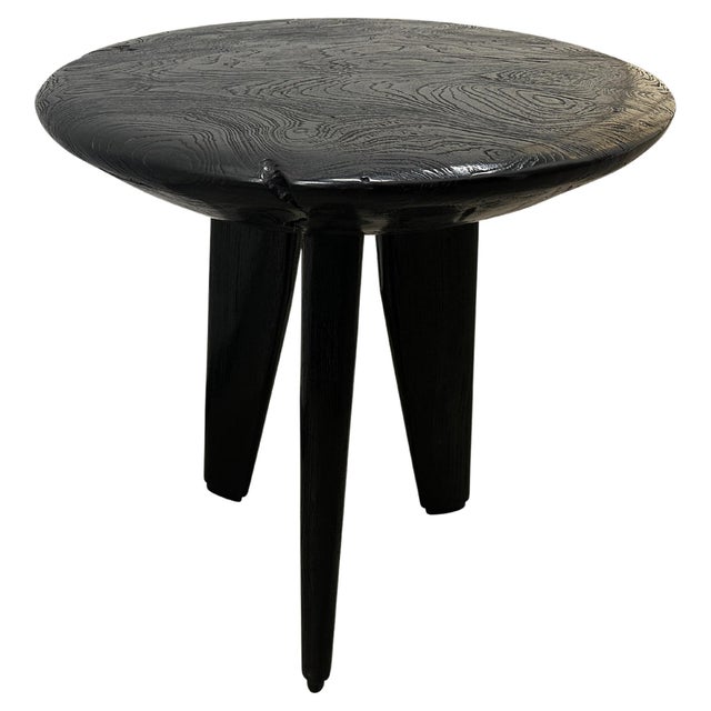 2010s Andrianna Shamaris Mid Century Couture Espresso Stained Teak Wood Side Table For Sale - Image 5 of 18