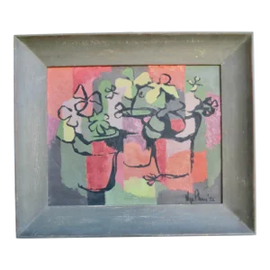 French Indo-Chine Artist Nye Phai Abstract Still Life Painting 1952