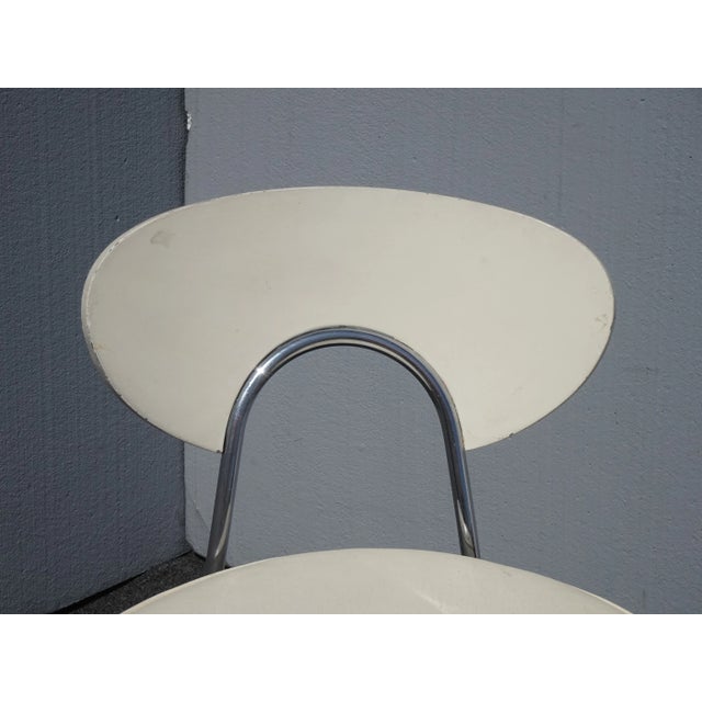 Vintage Mid Century Modern White Chrome Side Chair Vanity Chair For Sale - Image 4 of 11