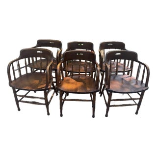 Set of Six S. Bent & Brothers Windsor Captain’s Chairs For Sale