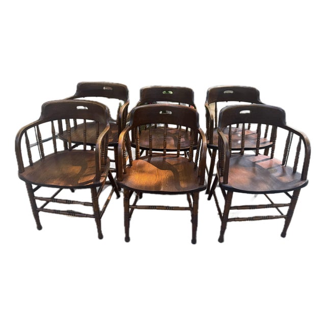 Set of Six S. Bent & Brothers Windsor Captain’s Chairs For Sale