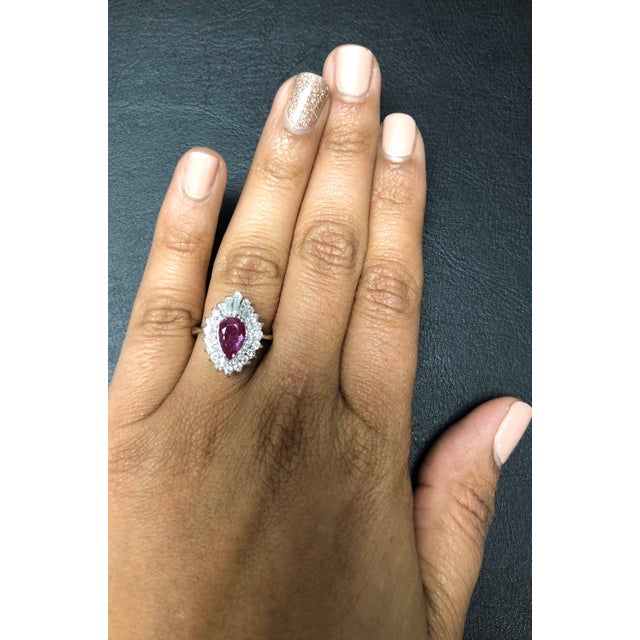 2020s 2.22 Carat Ruby Diamond White Gold Ballerina Style Cocktail Ring, Size 7 For Sale - Image 5 of 6