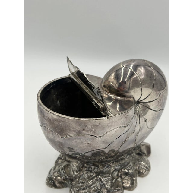 English Antique English Nautilus Shell Form Silver Plated Spoon Warmer For Sale - Image 3 of 6